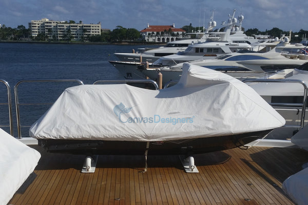Jestki cover on jetski on yacht in white stamoid
