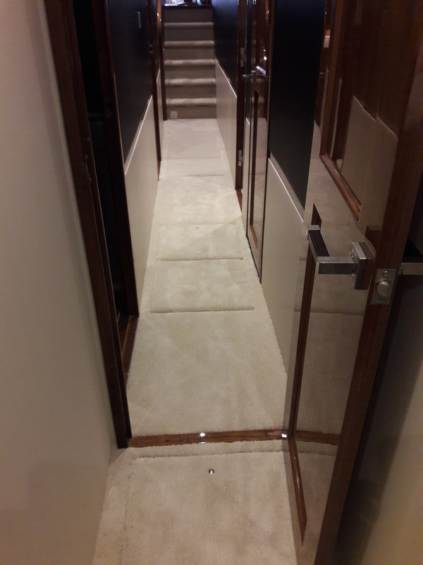 custom boat carpeting on yacht