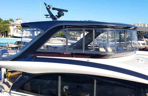 13 panel 4 sided enclosure. Aft section is soft glass the forward section is all Ez2cy on 72’ princess.