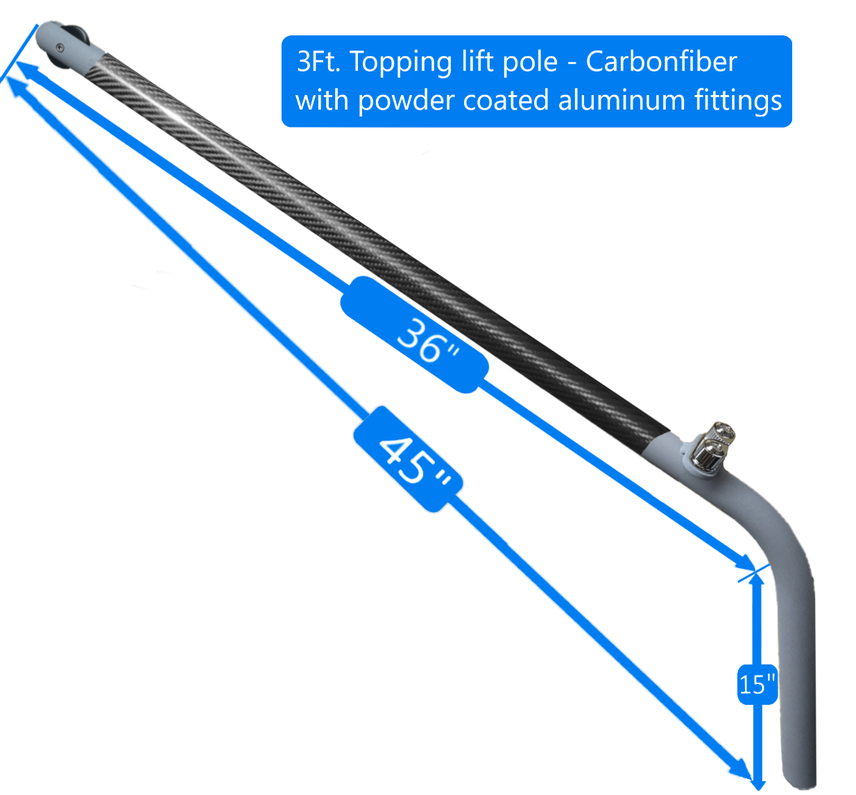 Carbon Fiber Topping Lift Pole - Powder coated hardware (3Ft or 4Ft.)