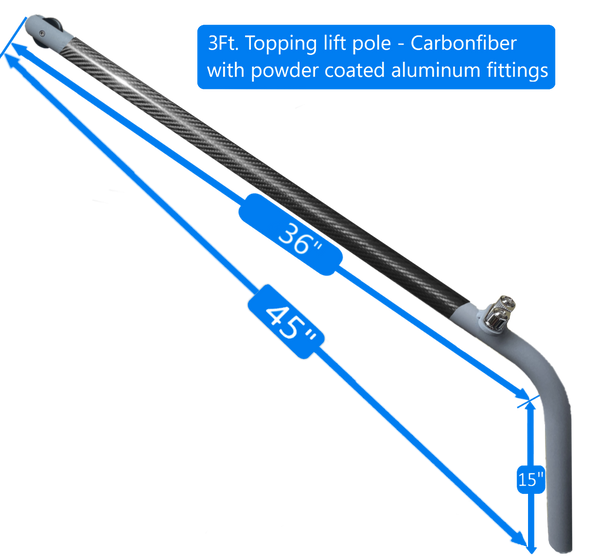 Carbon Fiber Topping Lift Pole - Powder coated hardware (3Ft or 4Ft.)