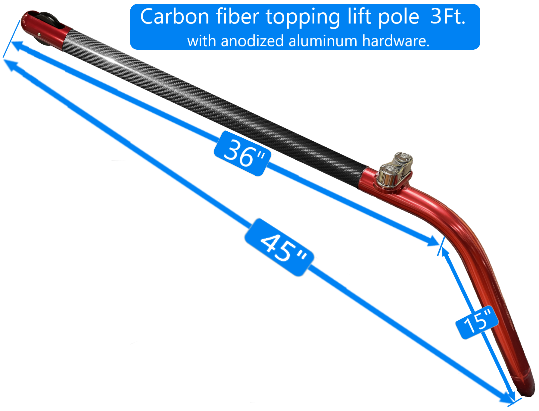 Topping Lift Pole red anodized 3Ft in leght.