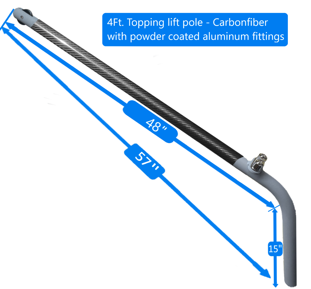Carbon Fiber Topping Lift Pole - Powder coated 3Ft or 4Ft.