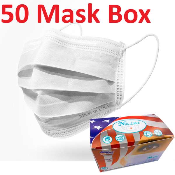 White Premium Disposable Face Mask Box of 50 masks