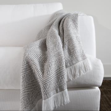 Sunbrella Herringbone Indoor Outdoor Throw Ashe color