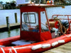 Bridgemaster window on red boat