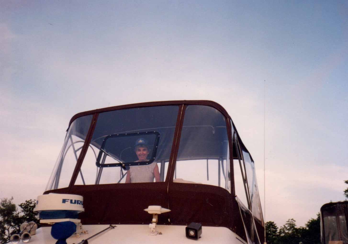Bridge master window on  boat with marine vinyl