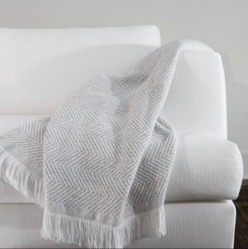 Sunbrella Herringbone Indoor Outdoor Throw Cloud color