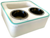 Custom drink caddy in Sunbrella textile white with aqua piping