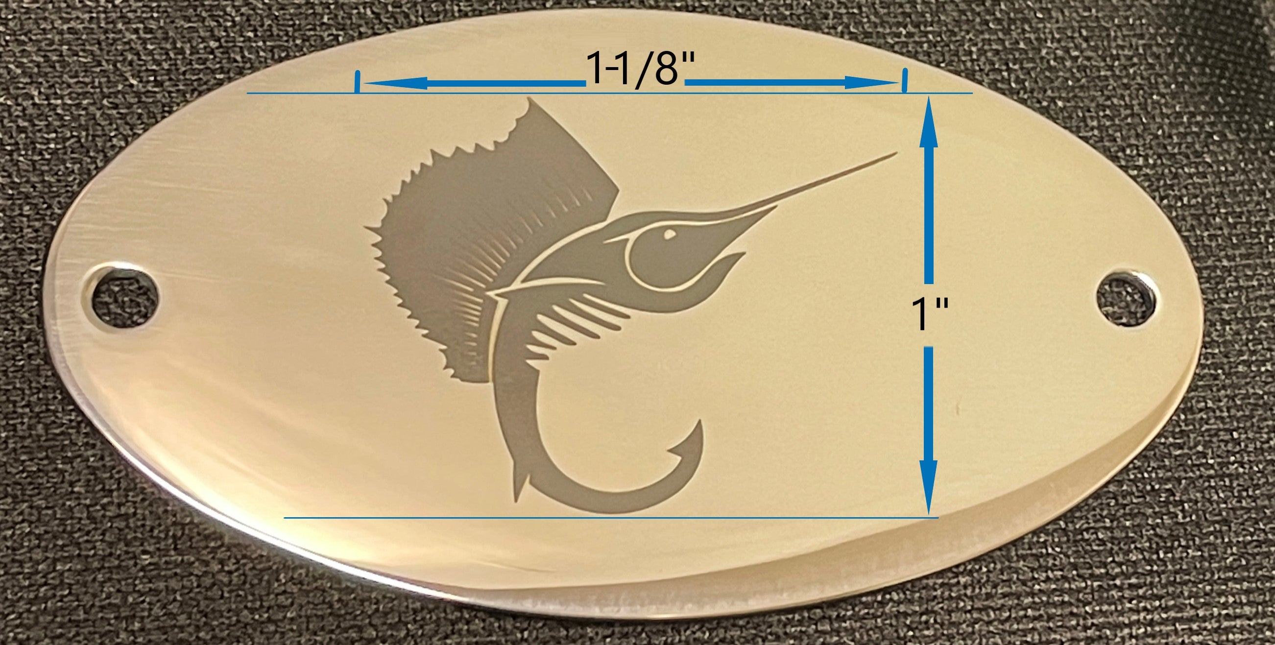 Laser engraved 316 SS - fender hook nameplate - Canvasdesigners