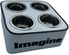 Custom drink caddy with Imagine embroidered in black thread