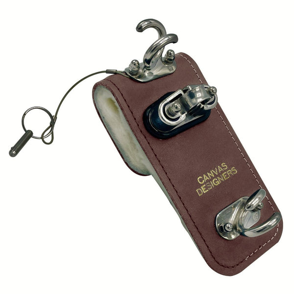 tan brown leather yacht fender hook