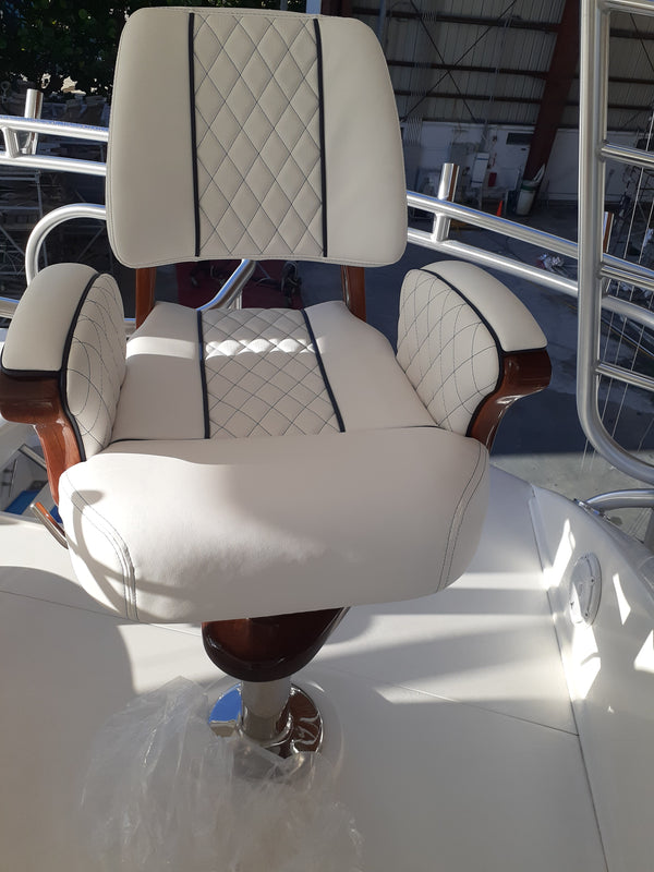Helm Chair with cushions.  Custom Quilted Helm chair using the most modern Cushion designs