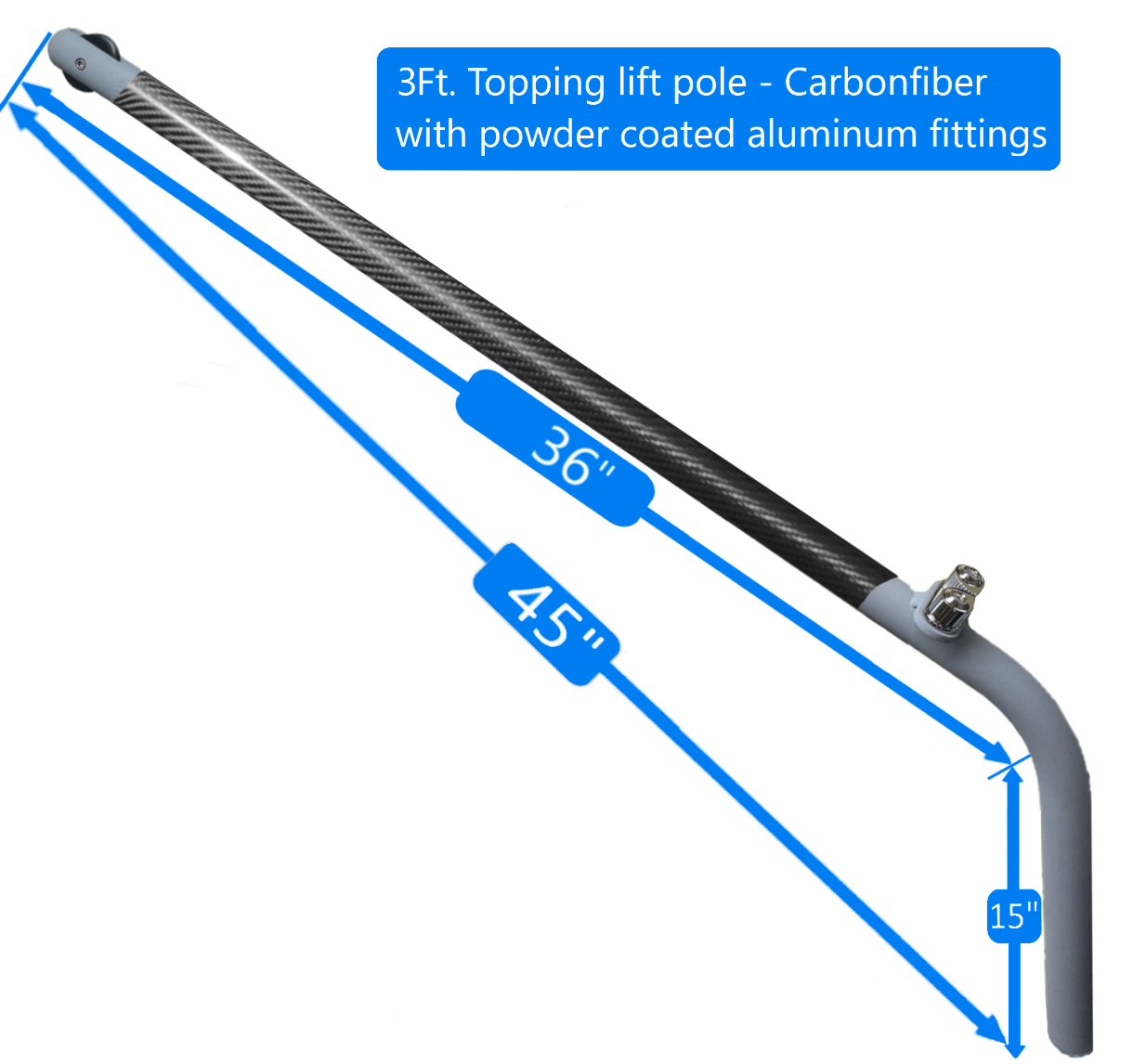 Carbon Fiber Topping Lift Pole  - Powder coated hardware (3Ft or 4Ft.)
