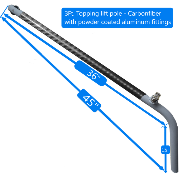 Carbon Fiber Topping Lift Pole  - Powder coated hardware (3Ft or 4Ft.)