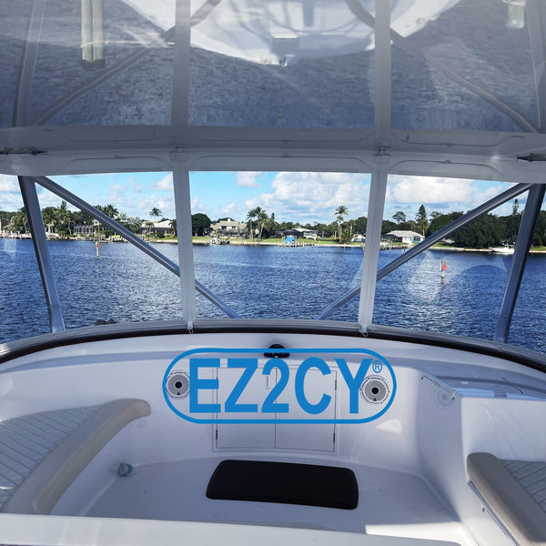 ez2cy logo on viking yacht