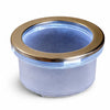 White LED stainless steel cup holder insert glowing on white background

