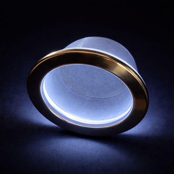 Stainless steel lighted cup holder insert with white LED ring illuminated