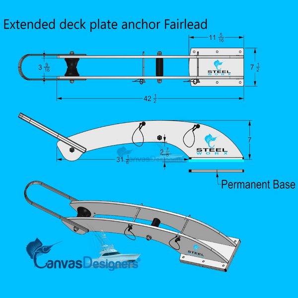 Viking yachts Extended stainless Deck Plate mount Anchor Fairlead